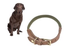 Hundehalsband Tau mit Leder (XL) 42-48cm...