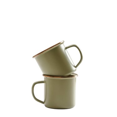 Emaille Becker Set 2-tlg. "Emaille" olive 2Tone-creme